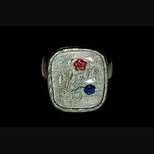 Kelly Waters Hand Engraved Pewter Adjustable Ring Resting Size 7.5 Love